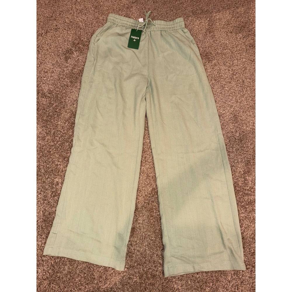 Halara Wide Leg Drawstring Pants Sage Green Tall Size M NEW (655) - Picture 1 of 6